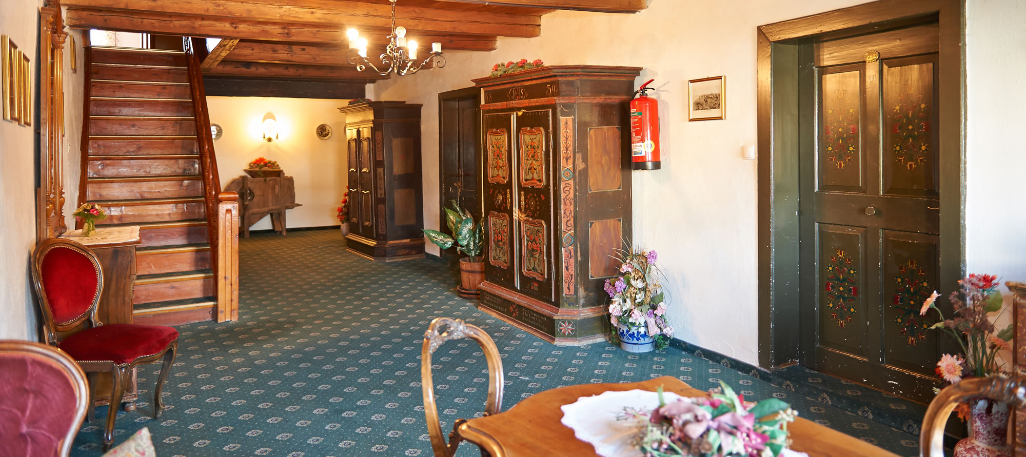 Traditionally furnished rooms at Guesthouse Schrempfgut